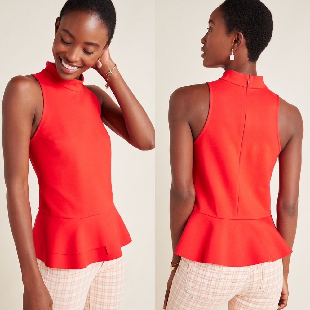 Anthropologie Red Peplum Top